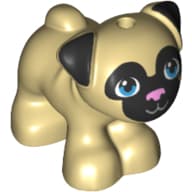 Animal, Dog, Pug - Standing with Blue Eyes, Black Face and Ears, and Pink Nose Print