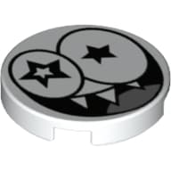 Tile Round 2 x 2 with Bottom Stud Holder with Starry Eyed Nixel Face Print