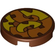 Tile Round 2 x 2 with Bottom Stud Holder with Yellow and Orange Tentacles Print