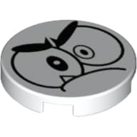 Tile Round 2 x 2 with Bottom Stud Holder with Puzzled Nixel Face Print