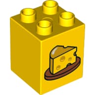 Duplo Brick 2 x 2 x 2 with Wedge of Cheese on Plate Print