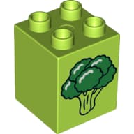 Duplo Brick 2 x 2 x 2 with Broccoli Print
