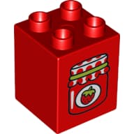 Duplo Brick 2 x 2 x 2 with Strawberry Jam Jar Print