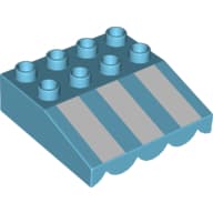 Duplo Roofpiece Slope 33 4 x 4 with Awning Overhang - 3 Short White Stripes Print