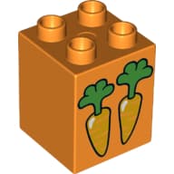 Duplo Brick 2 x 2 x 2 with 2 Carrots Print