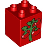 Duplo Brick 2 x 2 x 2 with Green Vine with 3 Red Tomatoes Print