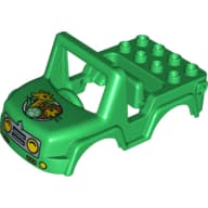 Duplo Off Road Vehicle Top - Headlights on Front and Giraffe, Lion, and Paw Print on Hood/Bonnet