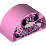 Duplo Brick 2 x 4 x 2 Curved Top - Cupcake with Mouse Ears Print