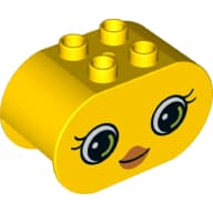 Duplo Brick 2 x 4 x 2 Rounded Ends with Female Face, Lipstick, Eyelashes print