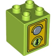 Duplo Brick 2 x 2 x 2 with Traffic Light Duplo Minifig Green Walk / Red Don't Walk Print