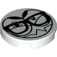 Tile Round 2 x 2 with Bottom Stud Holder with Nixel in Glasses Face Print