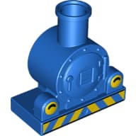 Duplo Train Front, Steam Engine with Yellow Headlights with Black Curved Line and Yellow Danger Stripes Print