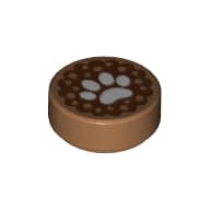 Tile Round 1 x 1 with Animal Track Print