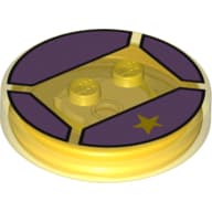 Function Brick Round 4 x 4 x 2/3 with 2 Studs and Yellow Star on Medium Lavender Background print