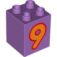 Duplo Brick 2 x 2 x 2 with Orange '9' Print