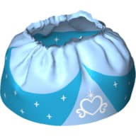 Duplo Skirt Satin Layered with Bright Light Blue Peplum, White Heart and Stars Print