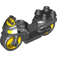 Duplo Motorcycle with Rubber Wheels, Windscreen and Batman Logo, Headlights Print