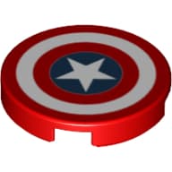 Tile Round 2 x 2 with Bottom Stud Holder with Captain America Star Print