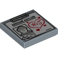 Tile 2 x 2 with Clipboard with 'ARKHAM ASYLUM', Joker Image and Red 'H & J' in Heart P