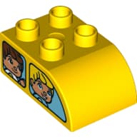 Duplo Brick 2 x 3 x 1 with Curved Top - 2 Windows on each Long Side with a Different Face in each of the 4 Windows