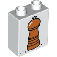 Duplo Brick 1 x 2 x 2 with Bottom Tube and Pepper Mill Print