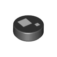 Tile Round 1 x 1 with Large and Small White Squares Print (Brickheadz Eye)