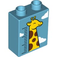 Duplo Brick 1 x 2 x 2 with Bottom Tube - Clouds and Giraffe Print