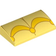 Slope Brick Curved 2 x 4 x 2/3 No Studs, with Bottom Tubes and Yellow Arches and Circle (Belle's Dress) Print