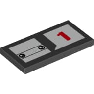 Tile 2 x 4 with White Squares in Black Circles and Red Number 1 Pattern