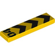 Tile 1 x 4 with Warning arrows and 04 print