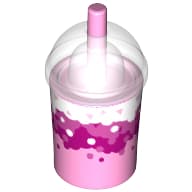 Equipment Cup and Straw with Trans Clear Dome Lid and Liquid Waves and Bubbles Print