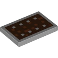 Tile 2 x 3 with 8 Silver Squares and Reddish Brown Squares on Dark Brown Background Print