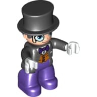 Duplo Figure with Top Hat (Silkhat), Purple Legs, Vest and Bow Tie, White Hands and Light Nougat Face with Monocle Print (Penguin)