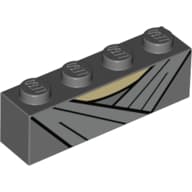 Brick 1 x 4 with Light Bluish Gray Stripes and Thick Black Outlines Print (Rey)