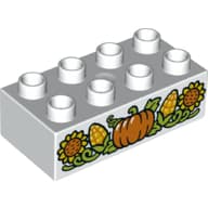 Duplo Brick 2 x 4 with Pumpkin, Corn and Sunflowers Print