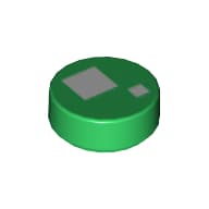 Tile Round 1 x 1 with Large and Small White Squares Print (Brickheadz Eye)