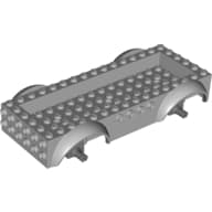 Vehicle Base 8 x 16 with Wheel Arches, Front and Side Studs, and 4 x 14 Recessed Studded Section, 3 Holes, Dark Bluish Gray Wheel Clip Pins