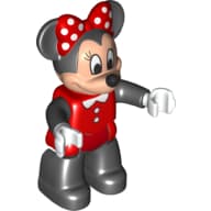 Duplo Figure Minnie Mouse with Red Swimsuit Print, and Black Legs