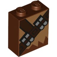 Brick 1 x 2 x 2 with Inside Stud Holder with Chewbacca Cross Bow Ammo Belt print