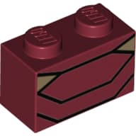 Brick 1 x 2 with Iron Man Armour print