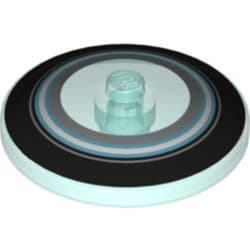 Dish 4 x 4 Inverted with Closed Stud [Radar] with Black, Light Blue, and Metallic Silver Circles Print