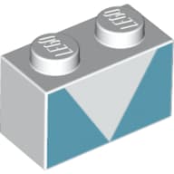 Brick 1 x 2 with White Triangle print