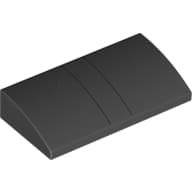 Slope Brick Curved 2 x 4 x 2/3 No Studs, with Bottom Tubes and Silver Lines print