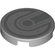 Tile Round 2 x 2 with Silver Lines, Bolts/Dots Print