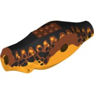 Animal Body Part, Dinosaur, Tyrannosaurus Rex Body with Dark Orange Top, Black Stripes and Spots Print