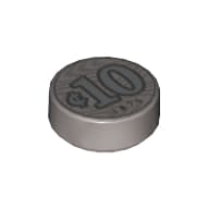 Tile Round 1 x 1 with Silver Coin with '10' and '1875' Print