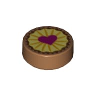 Tile Round 1 x 1 with Cookie/Pie with Heart print