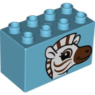 Duplo Brick 2 x 4 x 2 with Zebra Head Print