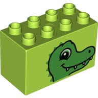 Duplo Brick 2 x 4 x 2 with Crocodile Head Print