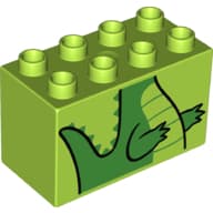 Duplo Brick 2 x 4 x 2 with Crocodile Torso Print